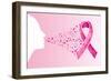 Breast Cancer Awareness Ribbon - Woman's Face-cienpies-Framed Art Print