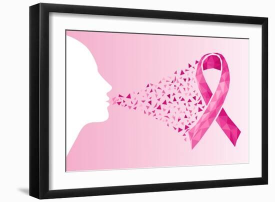 Breast Cancer Awareness Ribbon - Woman's Face-cienpies-Framed Art Print