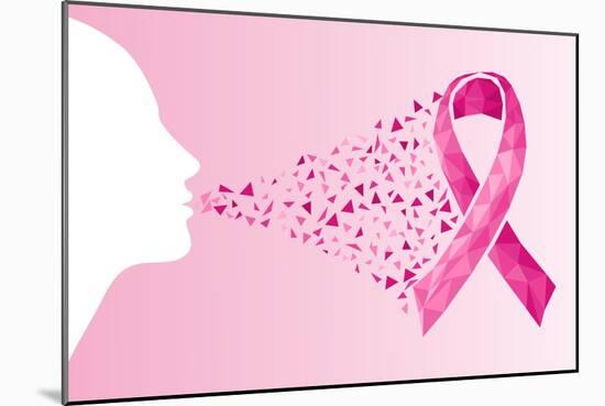 Breast Cancer Awareness Ribbon - Woman's Face-cienpies-Mounted Art Print