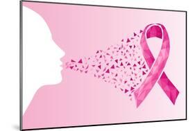 Breast Cancer Awareness Ribbon - Woman's Face-cienpies-Mounted Art Print