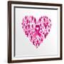 Breast Cancer Awareness Ribbon - Women Heart Shape-cienpies-Framed Art Print