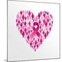 Breast Cancer Awareness Ribbon - Women Heart Shape-cienpies-Mounted Art Print