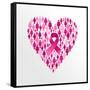 Breast Cancer Awareness Ribbon - Women Heart Shape-cienpies-Framed Stretched Canvas