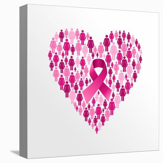 Breast Cancer Awareness Ribbon - Women Heart Shape-cienpies-Stretched Canvas