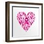 Breast Cancer Awareness Ribbon - Women Heart Shape-cienpies-Framed Art Print