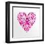 Breast Cancer Awareness Ribbon - Women Heart Shape-cienpies-Framed Art Print