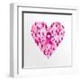 Breast Cancer Awareness Ribbon - Women Heart Shape-cienpies-Framed Art Print