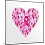 Breast Cancer Awareness Ribbon - Women Heart Shape-cienpies-Mounted Art Print