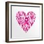 Breast Cancer Awareness Ribbon - Women Heart Shape-cienpies-Framed Art Print