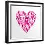 Breast Cancer Awareness Ribbon - Women Heart Shape-cienpies-Framed Art Print