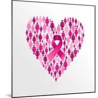 Breast Cancer Awareness Ribbon - Women Heart Shape-cienpies-Mounted Art Print