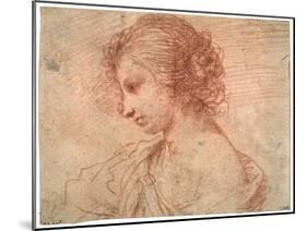 'Breast portrait of a young female', 17th century-Guercino-Mounted Giclee Print