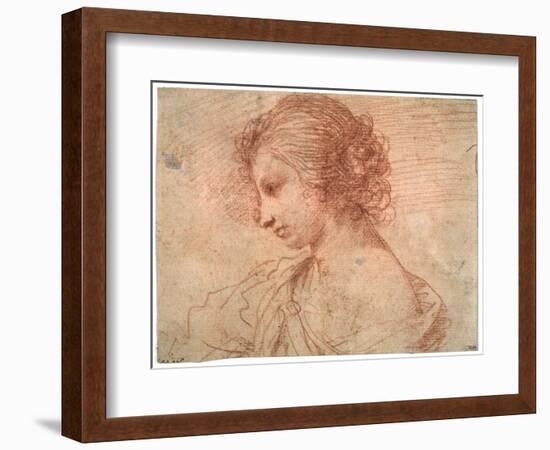 'Breast portrait of a young female', 17th century-Guercino-Framed Giclee Print