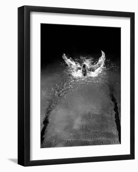 Breast Stroke Champion of Joe Verdeur Doing Butterfly Stroke-Gjon Mili-Framed Photographic Print