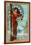 Breckenridge, Colorado - Art Nouveau Skier-Lantern Press-Framed Art Print