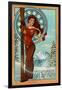 Breckenridge, Colorado - Art Nouveau Skier-Lantern Press-Framed Art Print