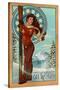 Breckenridge, Colorado - Art Nouveau Skier-Lantern Press-Stretched Canvas