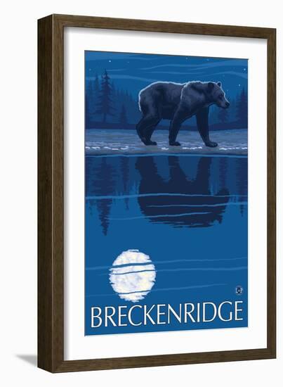 Breckenridge, Colorado, Bear in the Moonlight-Lantern Press-Framed Art Print