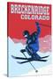 Breckenridge, Colorado - Colorblocked Skier-Lantern Press-Stretched Canvas