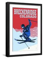 Breckenridge, Colorado - Colorblocked Skier-Lantern Press-Framed Art Print