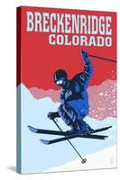 Breckenridge, Colorado - Colorblocked Skier-Lantern Press-Stretched Canvas