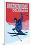 Breckenridge, Colorado - Colorblocked Skier-Lantern Press-Framed Art Print