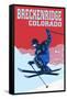 Breckenridge, Colorado - Colorblocked Skier-Lantern Press-Framed Stretched Canvas