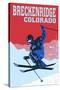 Breckenridge, Colorado - Colorblocked Skier-Lantern Press-Stretched Canvas