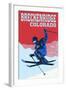 Breckenridge, Colorado - Colorblocked Skier-Lantern Press-Framed Art Print