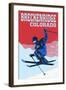 Breckenridge, Colorado - Colorblocked Skier-Lantern Press-Framed Art Print