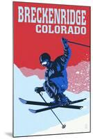 Breckenridge, Colorado - Colorblocked Skier-Lantern Press-Mounted Art Print