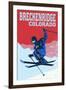 Breckenridge, Colorado - Colorblocked Skier-Lantern Press-Framed Art Print