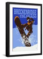 Breckenridge, Colorado - Colorblocked Snowboarder-Lantern Press-Framed Art Print