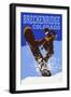 Breckenridge, Colorado - Colorblocked Snowboarder-Lantern Press-Framed Art Print