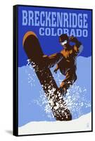 Breckenridge, Colorado - Colorblocked Snowboarder-Lantern Press-Framed Stretched Canvas