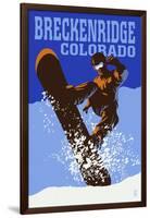 Breckenridge, Colorado - Colorblocked Snowboarder-Lantern Press-Framed Art Print