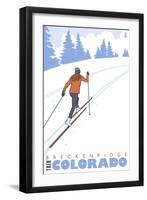 Breckenridge, Colorado - Cross Country Skier-Lantern Press-Framed Art Print