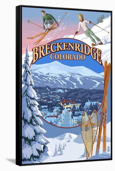 Breckenridge, Colorado Montage-Lantern Press-Framed Stretched Canvas