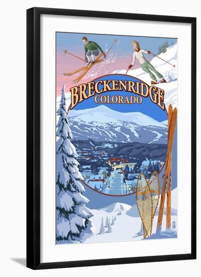 Breckenridge, Colorado Montage-Lantern Press-Framed Art Print