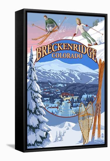 Breckenridge, Colorado Montage-Lantern Press-Framed Stretched Canvas