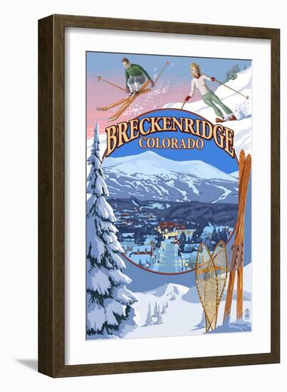 Breckenridge, Colorado Montage-Lantern Press-Framed Art Print