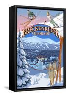 Breckenridge, Colorado Montage-Lantern Press-Framed Stretched Canvas