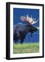 Breckenridge, Colorado, Moose in the Moonlight-Lantern Press-Framed Art Print