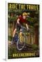 Breckenridge, Colorado - Mountain Biker in Trees-Lantern Press-Framed Art Print