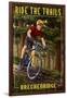 Breckenridge, Colorado - Mountain Biker in Trees-Lantern Press-Framed Art Print