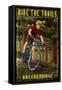 Breckenridge, Colorado - Mountain Biker in Trees-Lantern Press-Framed Stretched Canvas