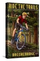 Breckenridge, Colorado - Mountain Biker in Trees-Lantern Press-Stretched Canvas