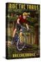 Breckenridge, Colorado - Mountain Biker in Trees-Lantern Press-Stretched Canvas