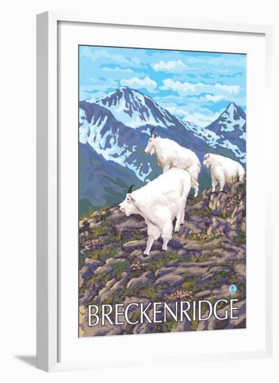 Breckenridge, Colorado, Mountain Goat Family-Lantern Press-Framed Art Print