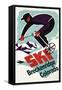 Breckenridge, Colorado - Retro Skier-Lantern Press-Framed Stretched Canvas